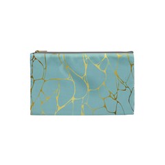 Mint,gold,marble,pattern Cosmetic Bag (small)  by NouveauDesign