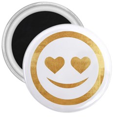 Gold Smiley Face 3  Magnets by NouveauDesign