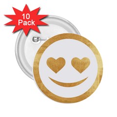 Gold Smiley Face 2 25  Buttons (10 Pack)  by NouveauDesign