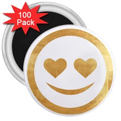 Gold Smiley Face 3  Magnets (100 Pack) by NouveauDesign