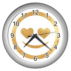 Gold Smiley Face Wall Clocks (silver)  by NouveauDesign