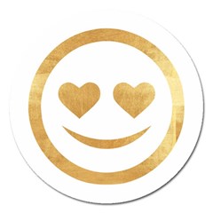 Gold Smiley Face Magnet 5  (round) by NouveauDesign