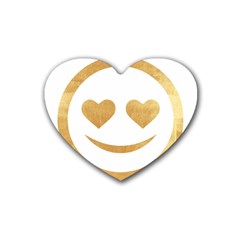 Gold Smiley Face Rubber Coaster (heart)  by NouveauDesign