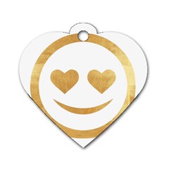 Gold Smiley Face Dog Tag Heart (two Sides) by NouveauDesign