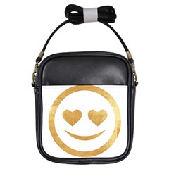 Gold Smiley Face Girls Sling Bags by NouveauDesign