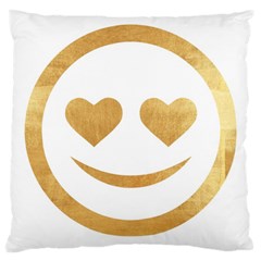 Gold Smiley Face Large Cushion Case (two Sides) by NouveauDesign