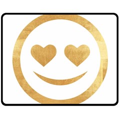 Gold Smiley Face Double Sided Fleece Blanket (medium)  by NouveauDesign