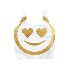 Gold Smiley Face Full Print Recycle Bags (s)  by NouveauDesign