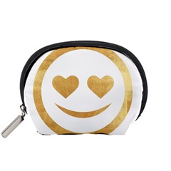 Gold Smiley Face Accessory Pouches (small)  by NouveauDesign