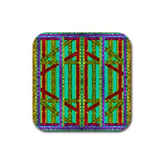 Gift Wrappers For Body And Soul In  A Rainbow Mind Rubber Coaster (square)  by pepitasart