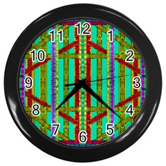 Gift Wrappers For Body And Soul In  A Rainbow Mind Wall Clocks (black) by pepitasart