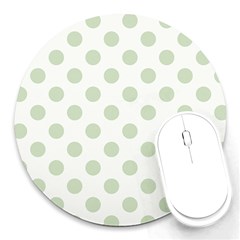 Green Dots Modern Pattern Paper Round Mousepads by Celenk