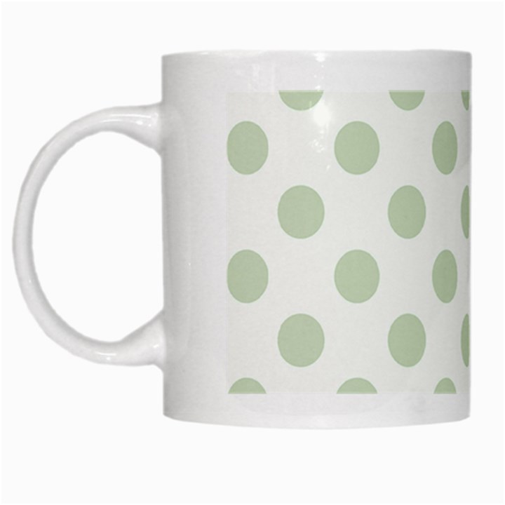 Green Dots Modern Pattern Paper White Mugs