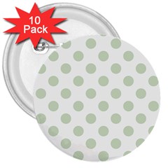 Green Dots Modern Pattern Paper 3  Buttons (10 Pack)  by Celenk