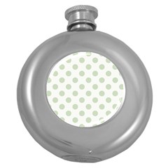 Green Dots Modern Pattern Paper Round Hip Flask (5 Oz) by Celenk