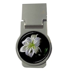 White Lily Flower Nature Beauty Money Clips (round)  by Celenk