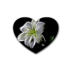 White Lily Flower Nature Beauty Heart Coaster (4 Pack)  by Celenk