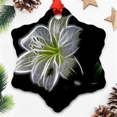 White Lily Flower Nature Beauty Snowflake Ornament (two Sides) by Celenk