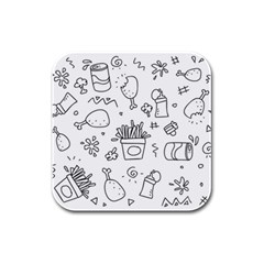 Set Chalk Out Scribble Collection Rubber Square Coaster (4 Pack)  by Celenk