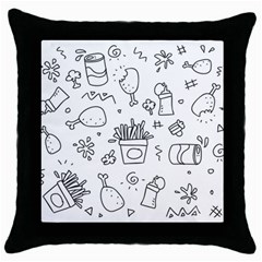 Set Chalk Out Scribble Collection Throw Pillow Case (black) by Celenk