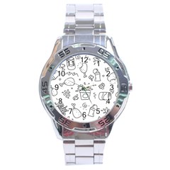 Set Chalk Out Scribble Collection Stainless Steel Analogue Watch by Celenk