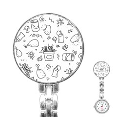 Set Chalk Out Scribble Collection Stainless Steel Nurses Watch by Celenk