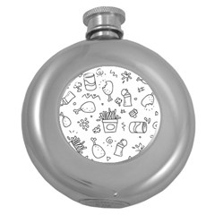 Set Chalk Out Scribble Collection Round Hip Flask (5 Oz) by Celenk