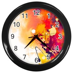 Paint Splash Paint Splatter Design Wall Clocks (black) by Celenk