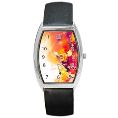 Paint Splash Paint Splatter Design Barrel Style Metal Watch by Celenk