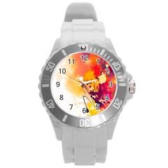 Paint Splash Paint Splatter Design Round Plastic Sport Watch (l) by Celenk