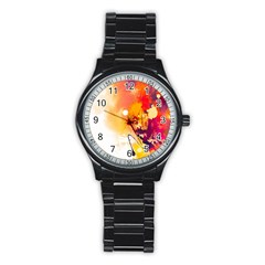 Paint Splash Paint Splatter Design Stainless Steel Round Watch by Celenk