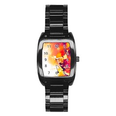 Paint Splash Paint Splatter Design Stainless Steel Barrel Watch by Celenk