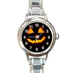 Pumpkin Helloween Face Autumn Round Italian Charm Watch Front