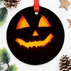 Pumpkin Helloween Face Autumn Ornament (round) by Celenk