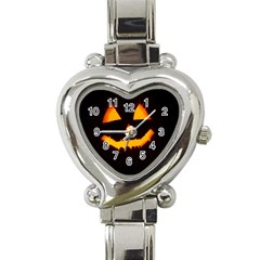 Pumpkin Helloween Face Autumn Heart Italian Charm Watch by Celenk