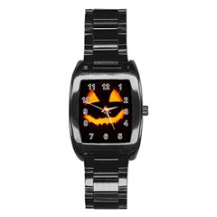 Pumpkin Helloween Face Autumn Stainless Steel Barrel Watch by Celenk