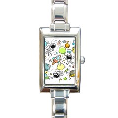 Sketch Set Cute Collection Child Rectangle Italian Charm Watch by Celenk