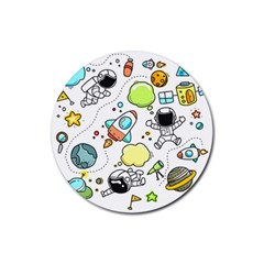 Sketch Set Cute Collection Child Rubber Round Coaster (4 Pack)  by Celenk