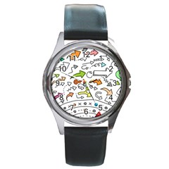 Desktop Pattern Art Graphic Design Round Metal Watch by Celenk