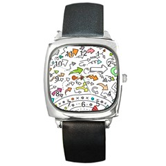 Desktop Pattern Art Graphic Design Square Metal Watch by Celenk