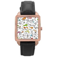 Desktop Pattern Art Graphic Design Rose Gold Leather Watch  by Celenk