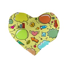 Cute Sketch Child Graphic Funny Standard 16  Premium Flano Heart Shape Cushions by Celenk