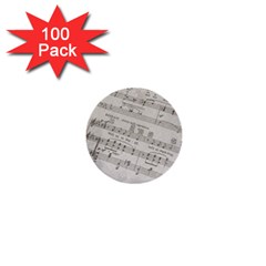 Sheet Music Paper Notes Antique 1  Mini Buttons (100 Pack)  by Celenk