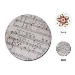 Sheet Music Paper Notes Antique Playing Cards (round)  by Celenk