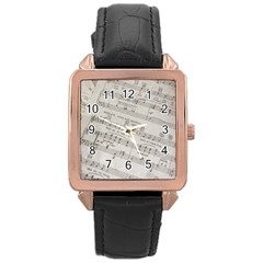 Sheet Music Paper Notes Antique Rose Gold Leather Watch  by Celenk