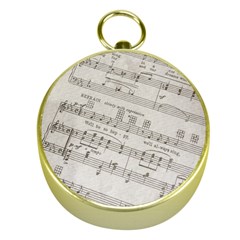 Sheet Music Paper Notes Antique Gold Compasses by Celenk