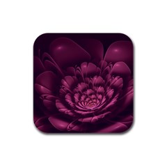 Fractal Blossom Flower Bloom Rubber Square Coaster (4 Pack)  by Celenk