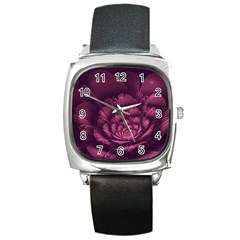 Fractal Blossom Flower Bloom Square Metal Watch by Celenk