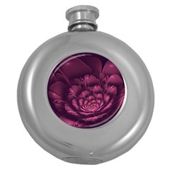 Fractal Blossom Flower Bloom Round Hip Flask (5 Oz) by Celenk