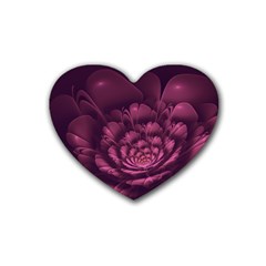 Fractal Blossom Flower Bloom Rubber Coaster (heart) 